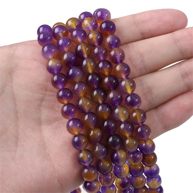 6/8/10 мм бусины из натурального камня фиолетовые, желтые нефритовые круглые свободные бусины-разделители для ожерелья, браслета, самостоятельного изготовления ювелирных изделий