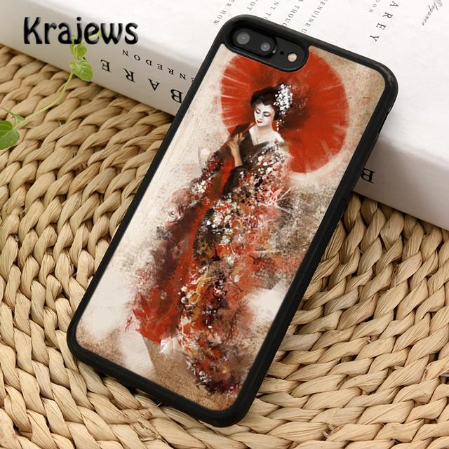Krajews Japanese Geisha Soft Phone Case Cover For iPhone 17 Air 16 15 14 plus 11 12 13 pro max coque Shell Fundas
