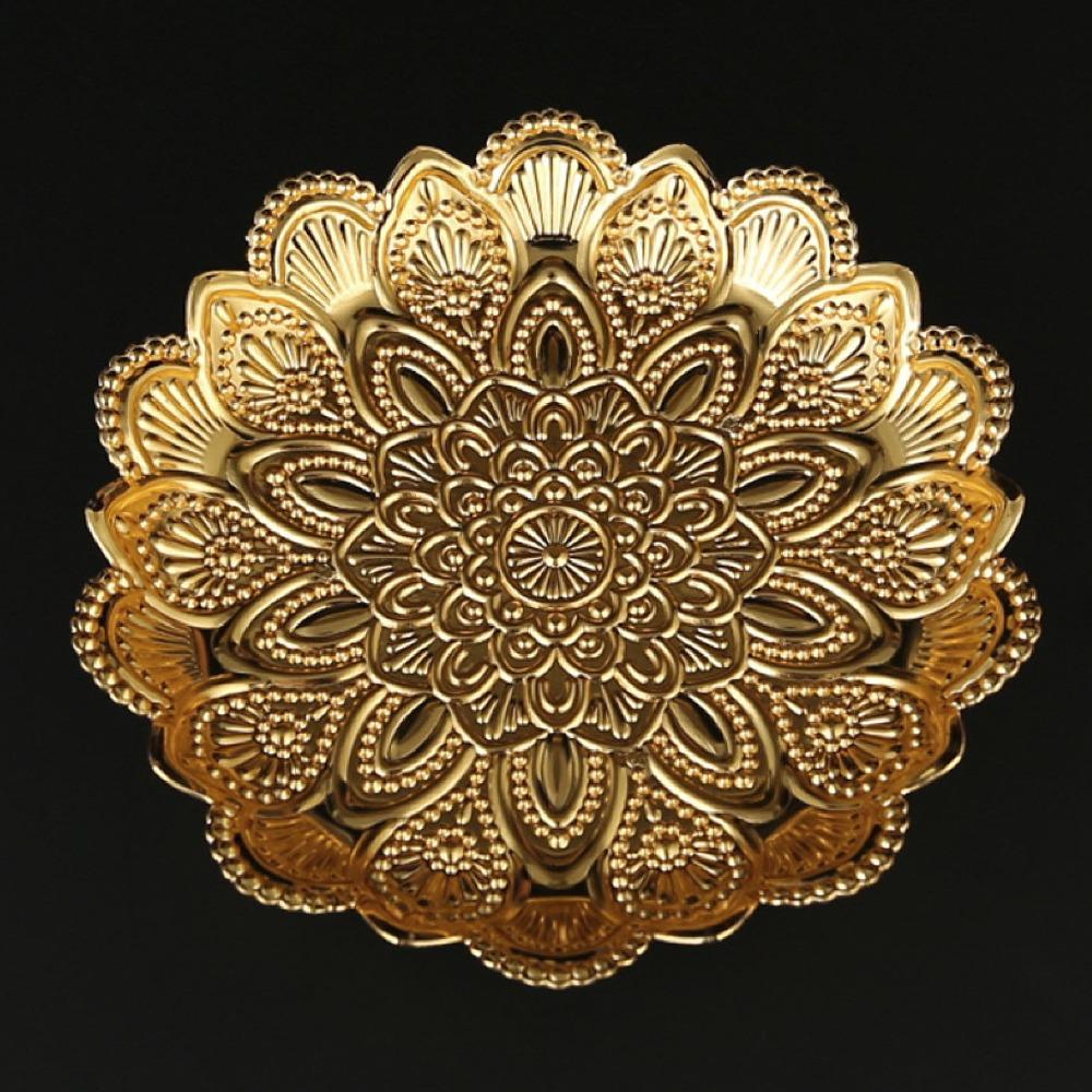 Round Flower Turkish Serving Tray Gold Round Flower Tray For Dessert Plates