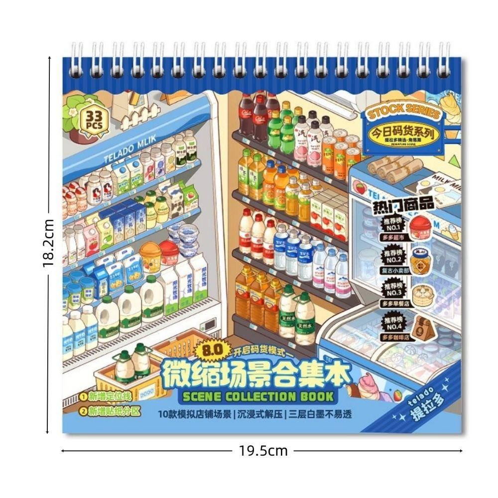 Large Size Shop Scene Sticker Cute Miniature Scene Sticker New Stacking Sticker Book  Children Toy