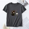 Женская хлопковая футболка Мода Каваи Харадзюку Кошка Графические футболки Лето Короткий рукав Женская футболка Топы Женская футболка Одежда