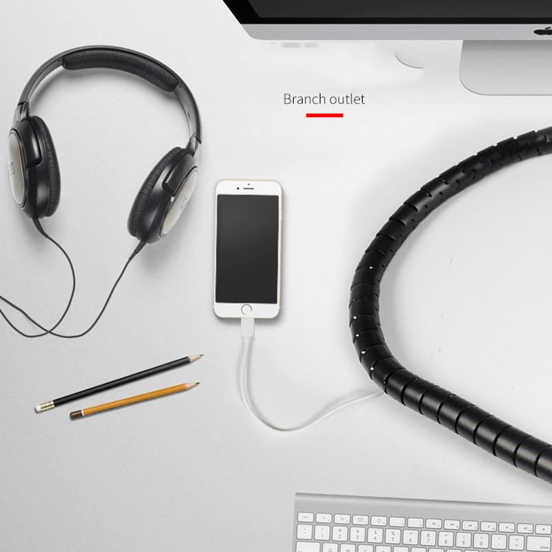 3M 16mm Flexible Spiral Cable Wire Protector Cable Organizer Computer Cord Protective Tube Clip Organizer Management Tools