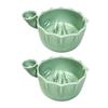 Small Produce Washing Bowl with Glazed Body, Center Water Guide and Drain Holes for Daily Kitchen Serving Use Often