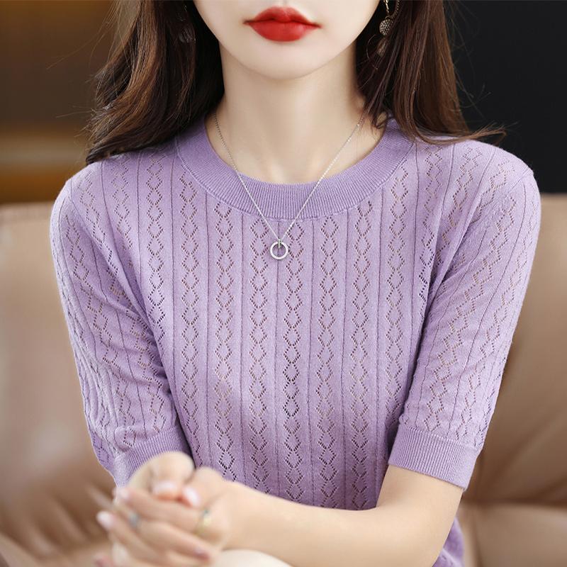 Футболка с короткими рукавами Ice Silk, женская летняя, с круглым вырезом, свободная и универсальная, трикотажная, с короткими рукавами, базовая рубашка