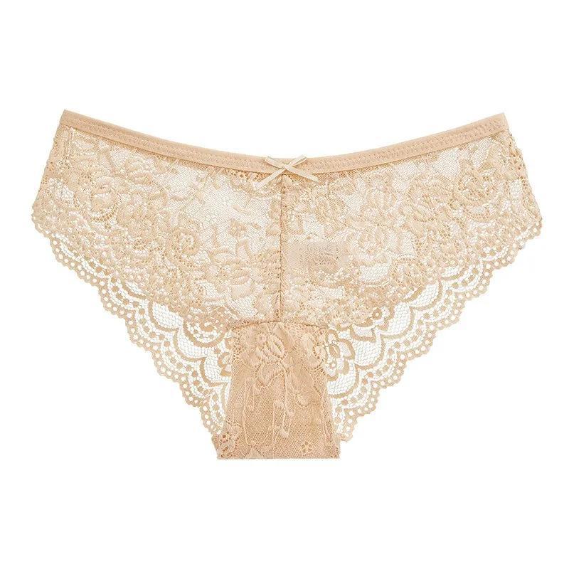 Женское европейское и американское кружевное нижнее белье: Тонкий, дышащий, алый дизайн, сексуальный, большой размер, высокая эластичность, удобный хлопковый треугольный пах.