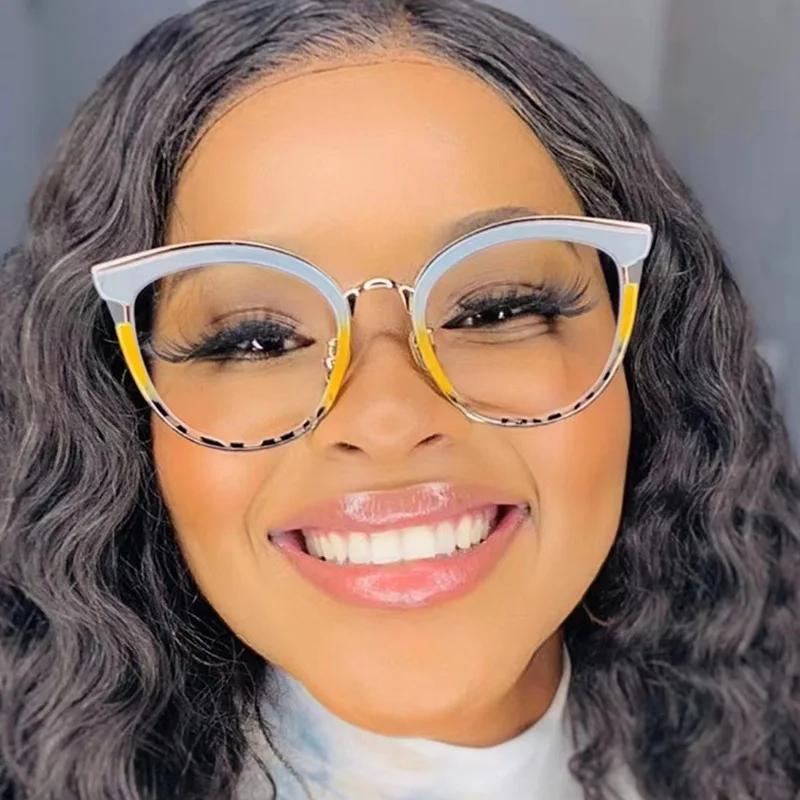 SHAUNA, круглые женские весенние очки в стиле ретро, ​​модная прозрачная оправа для очков с анти-синим светом, мужские оптические леопардовые очки «кошачий глаз»