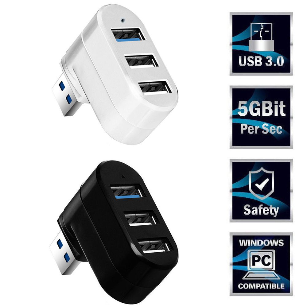 New Rotatable High Speed Mini 3 Ports Splitter Box Adapter USB 3.0 Hub