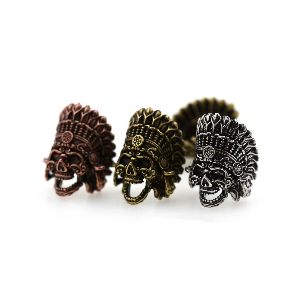 Copper Brass Crown Skull Beads Crown Outdoor Tools Brass EDC Skeleton Pendant EDC Outdoor Tools