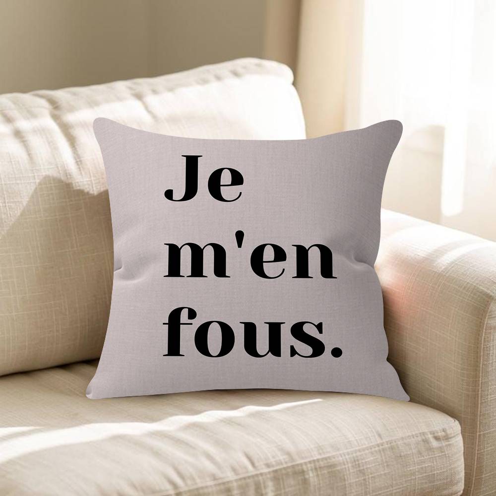 Je Men Fous French Quote Pillow Cushion Cover Pillowcase Living Room Sofa Home Decor Customized