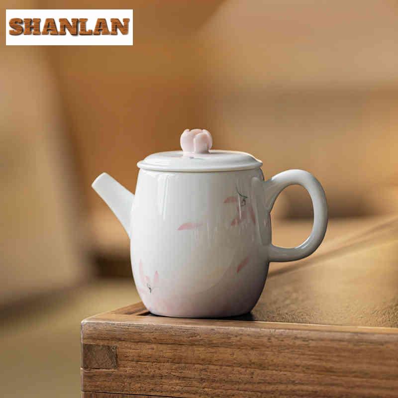 110ml Hand-painted Pink Orchid Teapot Elegant Tea Infuser Pot Tea Making Kettle With Ball Hole Tea Items Supplies Decoration