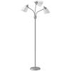 Arc Tree Floor Lamp with 3 Adjustable Rotating Lights, Industrial Standing Lamp with Steel Frame, Silver Tone
