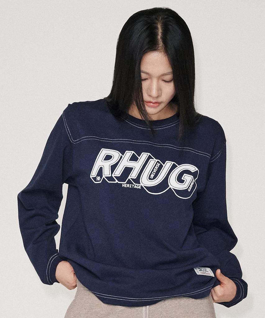 UNIVERSE GARMENT Футболка с длинным рукавом с принтом Rhug_Темно-синий