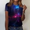 Женская модная повседневная футболка с коротким рукавом и круглым вырезом с принтом Galaxy