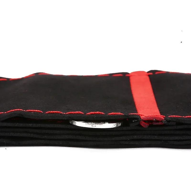 Черный замшевый чехол на руль с иголками и нитками, оплетка своими руками, чехол на руль автомобиля диаметром 38 см, автомобильные аксессуары