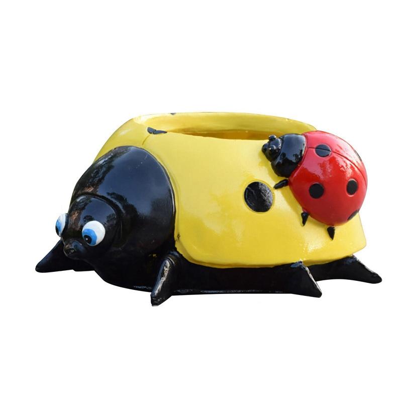 Садовая скульптура на открытом воздухе, божья коровка, семь звезд, украшения в виде жука, украшение для цветочного горшка, ландшафт, мультяшная фигурка насекомого, статуя