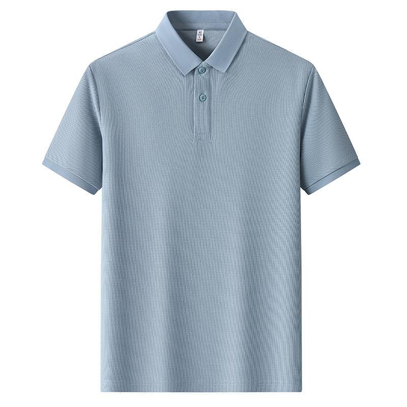 2025 New Summer Men's Lapel Short-sleeved T-shirt Polo Shirt Solid Color Top