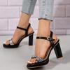 Горячая Распродажа Женская Обувь Современные Женские Босоножки Платформа Платье Сандалии Женские Кристалл Пряжка Ремешок Высокий Квадратный Каблук Туфли Женские