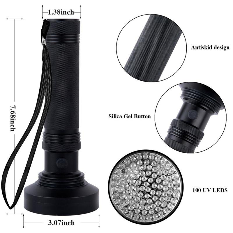 100 Led Uv Ultraviolet Flashlight, Waterproof O Ring Fluorescent 395nm Inspection Lamp, For Forged