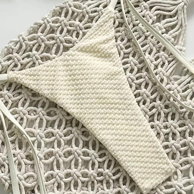 Купальник Однотонный Бикини Европейский и Американский Сексуальный Бикини на Шнуровке Женский Маленький Свежий Раздельный Пляжный Стиль Чистое Желание Купальник