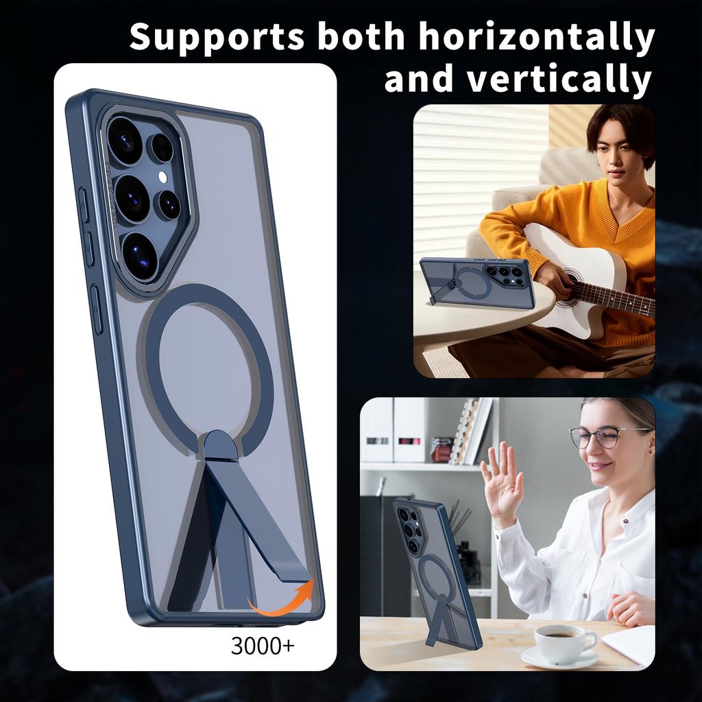 For Samsung Galaxy S23 Ultra/S22 Ultra 5G Magnetic Case Kickstand TPU + Acrylic Phone Cover