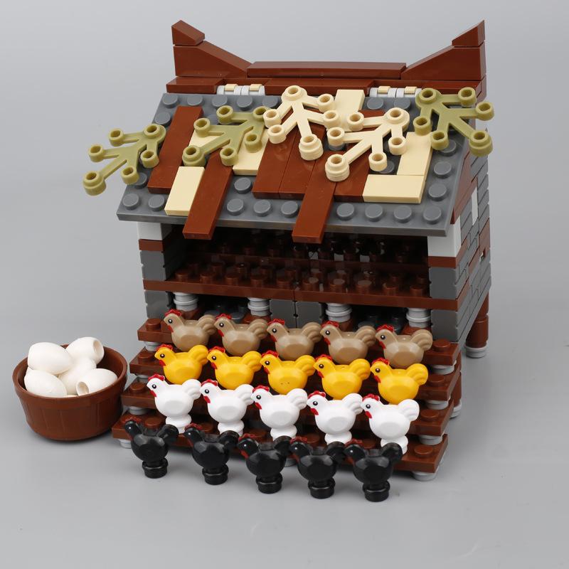 City MOC Henhouse Chicken House with Eggs Model Toys For Children Food Farm Building Blocks Parts DIY Bricks