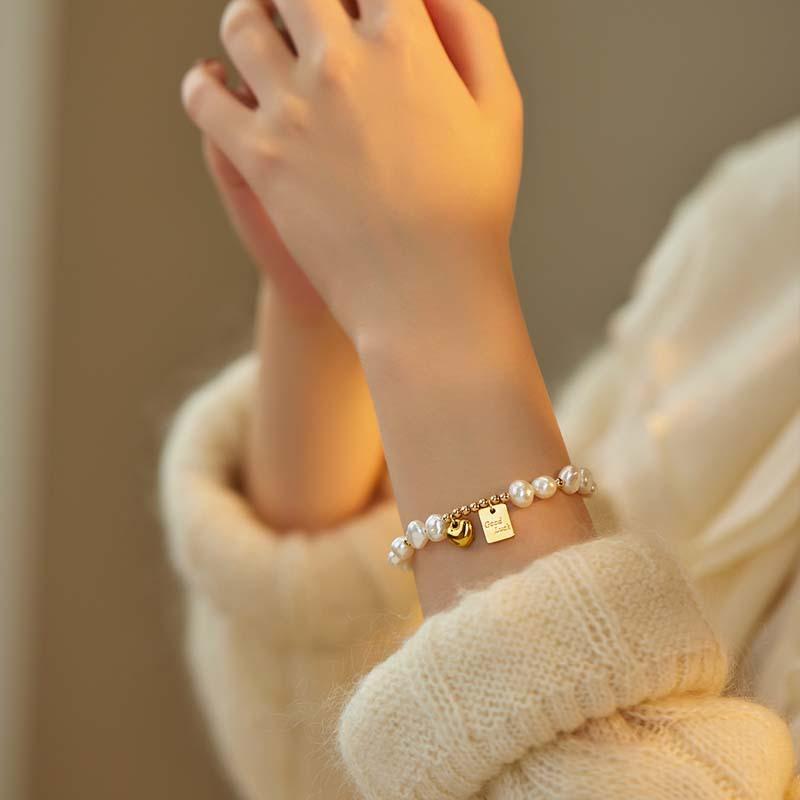 Браслет Lucky Love Baroque из натуральной пресноводной ракушки для девочек, нишевый браслет премиум-класса из бисера