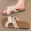 Мода 2025 Новые Летние Осенние Женские Сандалии с Перекрещенными Ремешками и Узлом, Нескользящие, На Плоской Подошве, Повседневные, Для Курорта, Пляжа, Отдыха на Открытом Воздухе, Гавайи, Однотонные Шлепанцы
