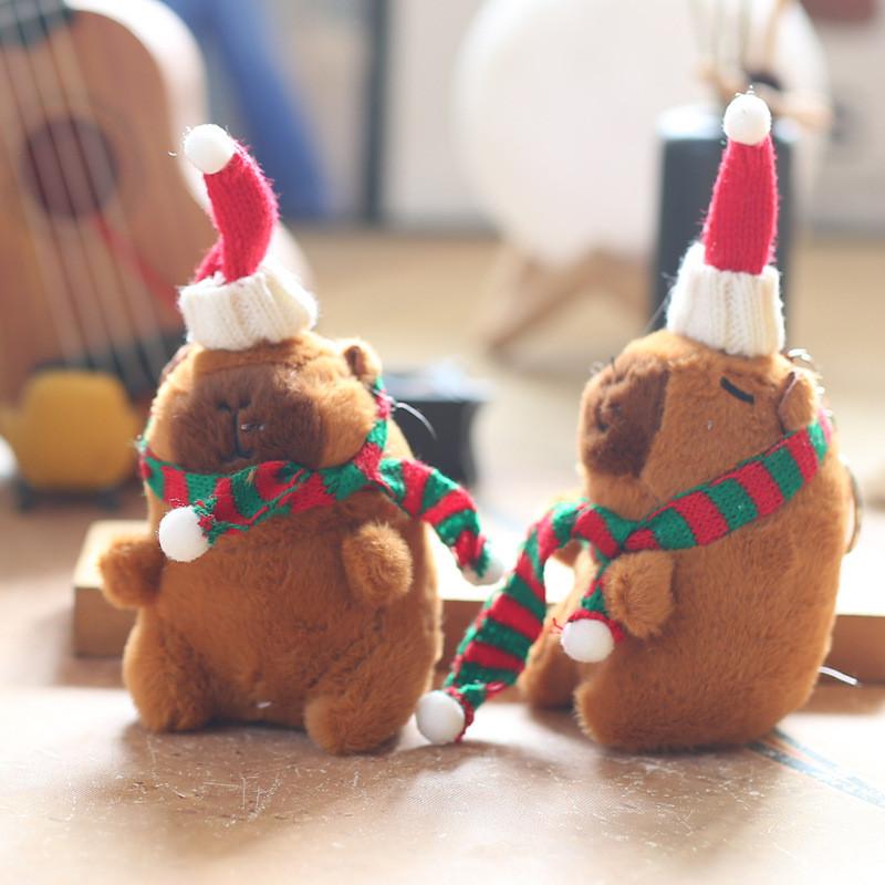 Charming Miniature Capybara Plush Toy Keychain 14cm Perfect For Holiday Cheer