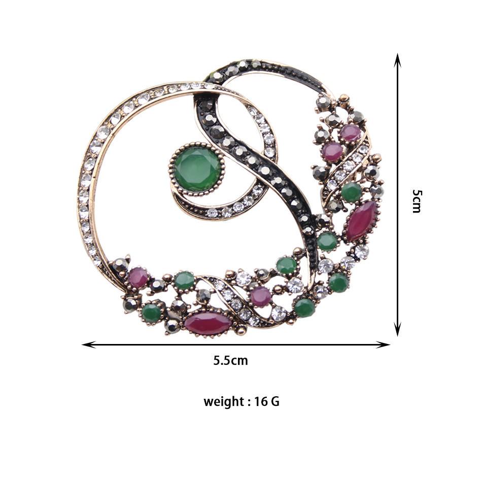 New Women's Floral Rattan Brooch Antique Gold Multi-color Resin Floral Brooch Ladies Royal Jewelry
