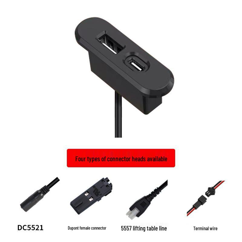 Встраиваемый USB Type-C зарядник 12 В для журнального столика, дивана или прикроватной тумбочки - Скрытое зарядное устройство для телефона в мебели.