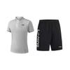Li Ning Модный дышащий костюм с коротким рукавом, быстросохнущий, однотонный, повседневный спортивный костюм, унисекс, YPLT041-4+YKSV115-1
