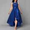 Женская мода Коктейльное официальное распашное длинное винтажное кружевное платье с цветочным принтом Женское дамское вечернее платье для выпускного вечера Hi-Lo платья Свадебное платье подружки невесты