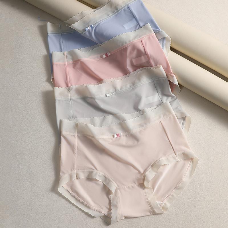 5Pcs Women's Seamless Nylon Panties Low Rise Sexy Underwear Solid Ice Silk Lingerie