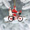 Санта на велосипеде с собакой, милая акриловая фигурка Санта-Клауса, елочное украшение для праздничной вечеринки
