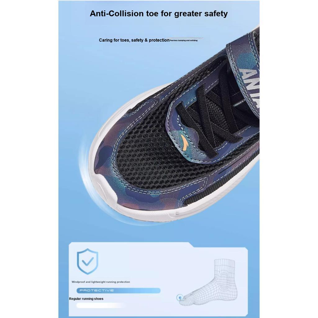 Anta Детские удобные универсальные кроссовки для бега на работу, амортизирующие, износостойкие, с низким верхом, детские кроссовки для бега, черные, оранжевые, A312425513-7