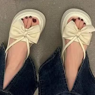 Модная обувь для женщин, летние женские босоножки, однотонные, с бабочкой на среднем каблуке, водонепроницаемые, с открытым носком, Zapatillas De Mujer