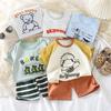 Childrens Summer Cartoon Hoodie And Shorts Set With Soft Cotton For Kids