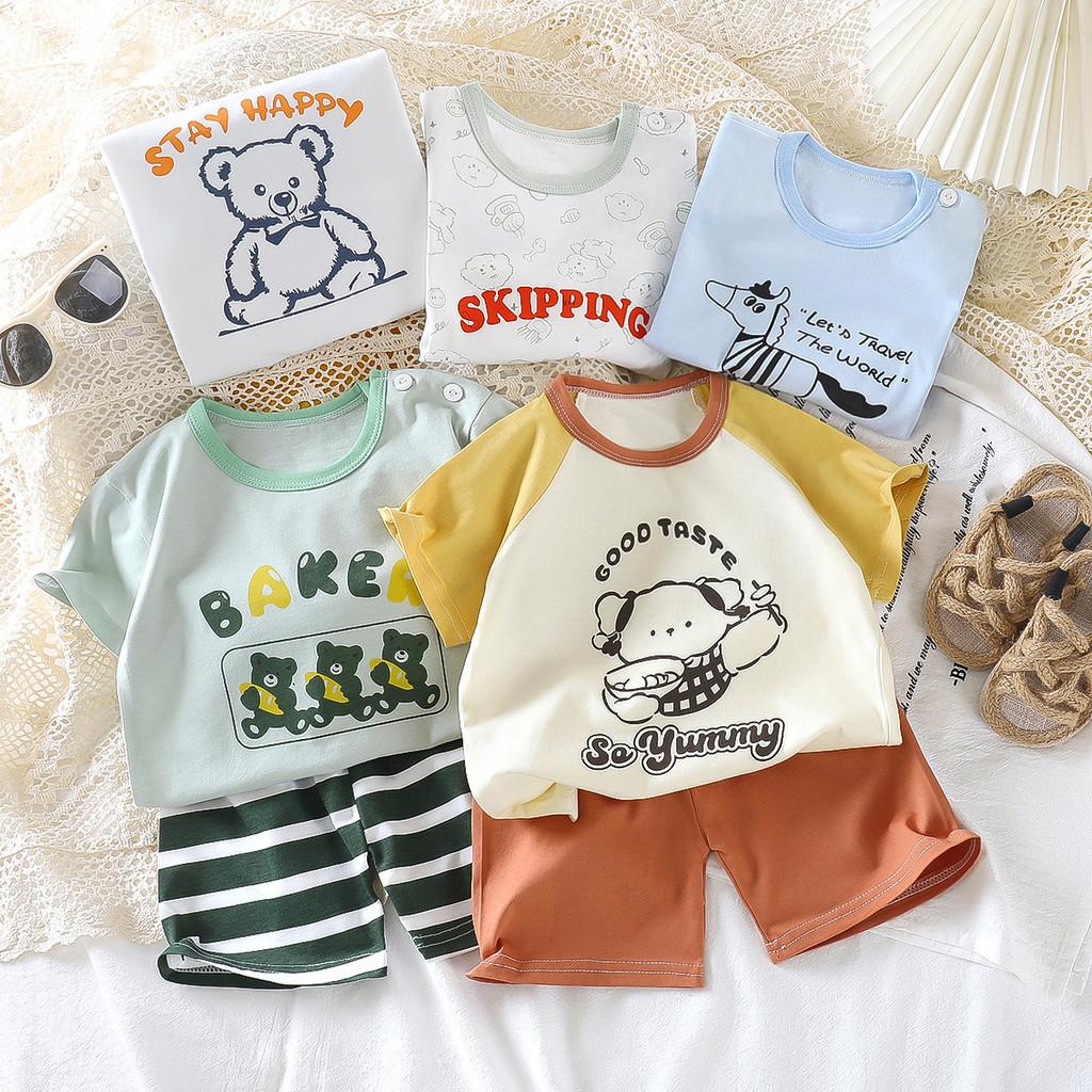 Childrens Summer Cartoon Hoodie And Shorts Set With Soft Cotton For Kids