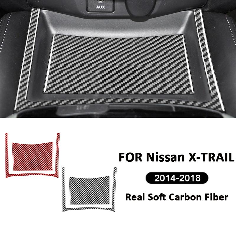 Carbon Fiber Car Central Control Storage Box Panel Cover Decoration Sticker For Nissan X-TRAIL 2014-2018 Interior Accessories