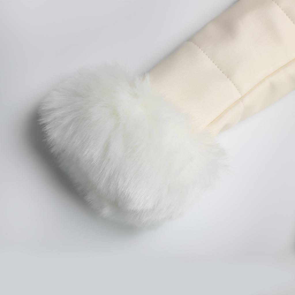 YUBAOBEI Christmas Winter Thick Warm Girls Leather Jacket Kids Soild Color Plush Stand Collar Hooded Coat