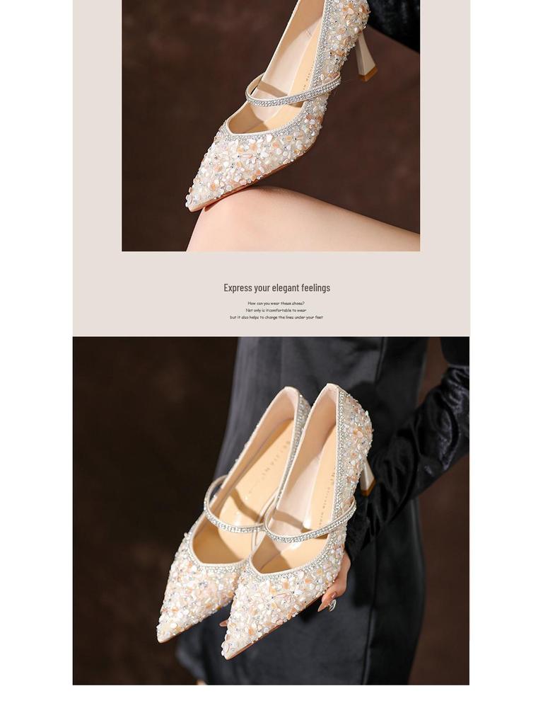 BEIJIANI Sheepskin Seashell High Heel Pointed Toe Stilettos - Bridesmaid & Wedding Dress Shoes