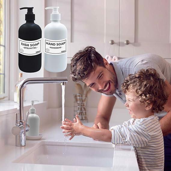 Dozownik Do Mydła W Płynie Szklany Brązowy Z Pompką 500Ml Zestaw 2Szt Eko