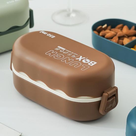 Bento Box водонепроницаемый, хорошо герметизирующий, двухслойный, большой емкости, многофункциональный школьный детский обеденный контейнер с ложкой для ежедневного использования