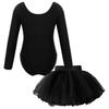 Детский трико с длинными рукавами и круглым вырезом для девочек с эластичным поясом, многослойная юбка-пачка для балетных танцев
