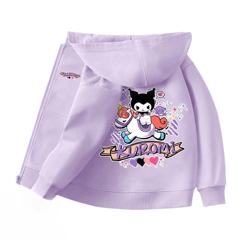 2025 MINISO Мягкая и милая Куроми Мультфильм Аниме периферия Мальчики и Девочки Толстовки с капюшоном на молнии Осень и Зима Модная детская толстовка с капюшоном на молнии