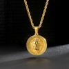 Coin Necklace Lion Pendant with Width French Rope Chain Medal Necklace Gold Surgical Stainless Steel Hypoallergenic Amulet Accessory Unisex Gift