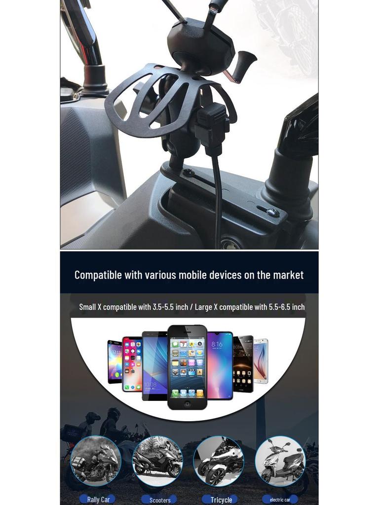 Rechargeable Motorcycle & Bicycle Phone Camera Holder