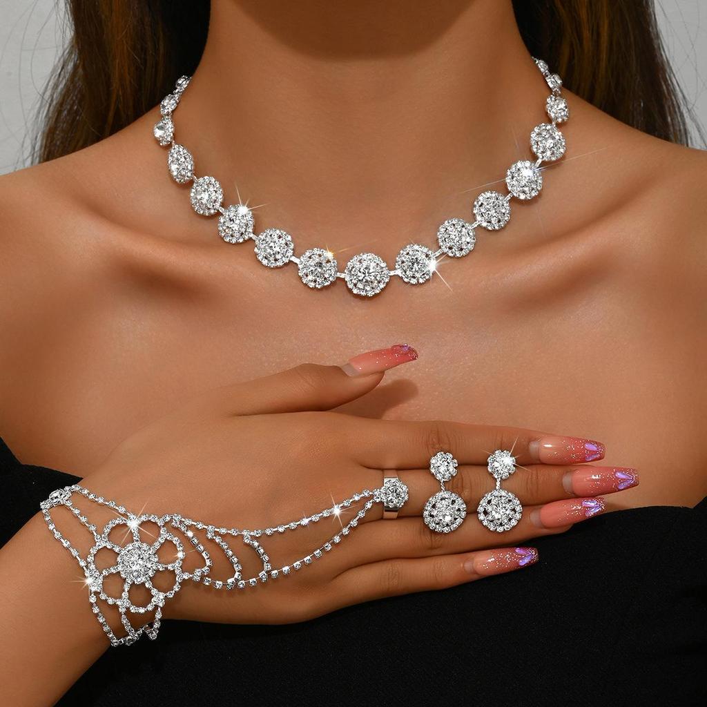 Свадебный набор украшений королевского синего цвета: Элегантное колье, серьги и браслет для свадеб и вечерних платьев