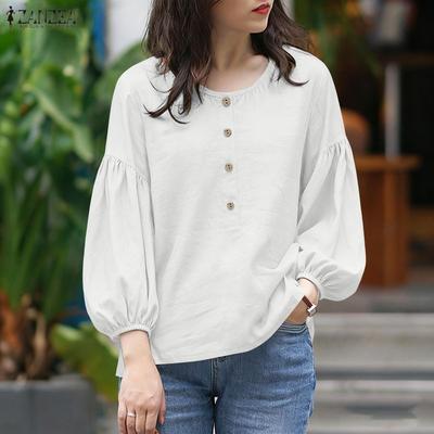 Женская повседневная блузка свободного кроя с круглым вырезом и рукавом 3/4