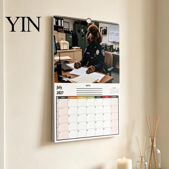 Practical Schedule Management 2027 Funny Dog Working Wall Calendar, Jan. 2027-Dec. 12 x Cute Animal Hanging 8 Inch Monthly Planner with Puppy